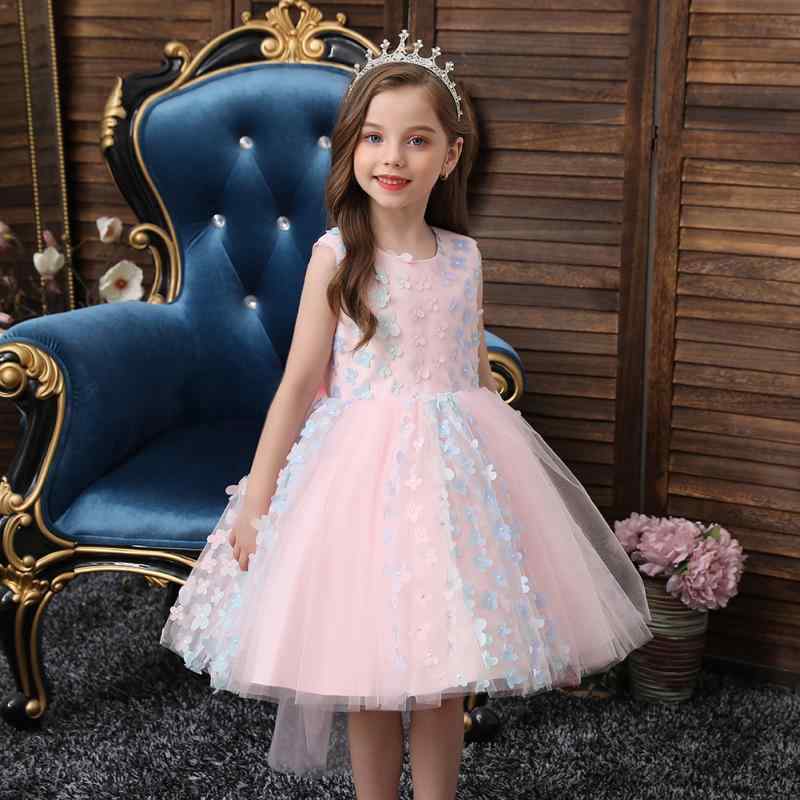 ドレス 女の子 キッズ 子供 ワンピース フォーマル 結婚式 発表会 フラワーガール プリンセス チュール レース リボン 大きめ 膝丈 かわいい おしゃれ ホワイト ピンク パープル オールシーズン
