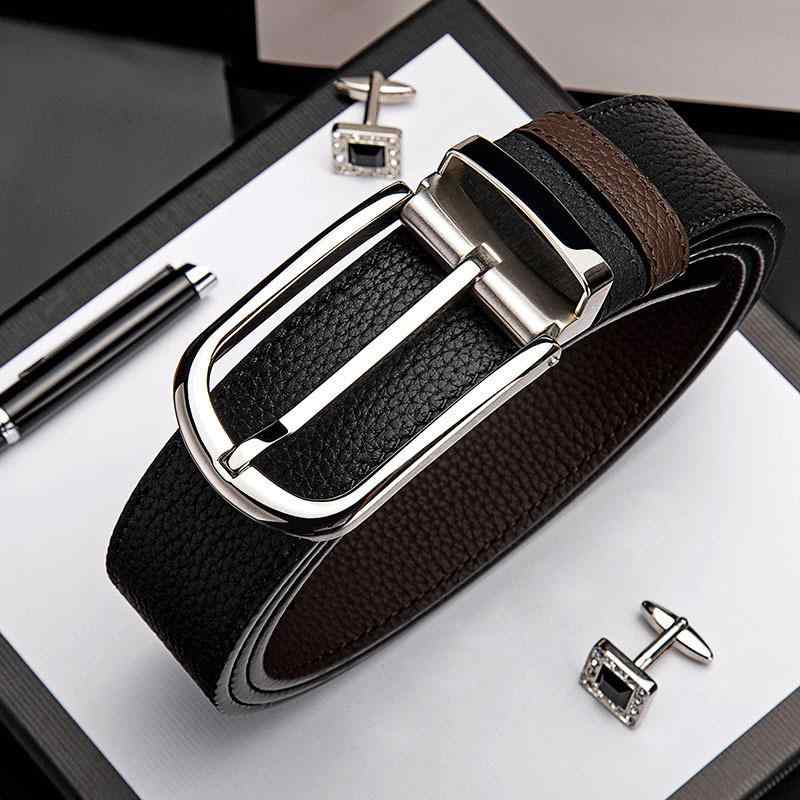 ベルト メンズ 男性用 牛革 レザー レザー 紳士用 ピンバックル 穴留め スチールバックル リバーシブル ビジネス 通勤 普段使い カジュアル シンプル おしゃれ ファッション 上品 高級感 ゴールド シルバー オールシーズン