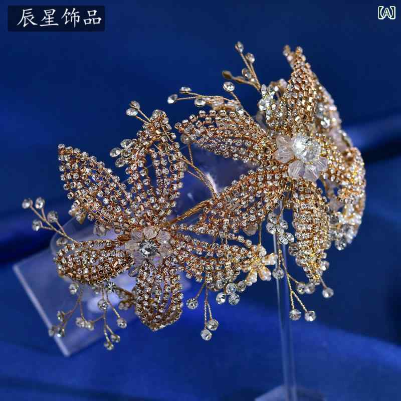 カチューシャ レディース ヘッドドレス ブライダル クリスタル ラインストーン 花 フラワー ゴールド シルバー 華やか 豪華 高級感 手編み ハンドメイド レトロ ヴィンテージ風 髪飾り 花嫁 結婚式 舞台 演出