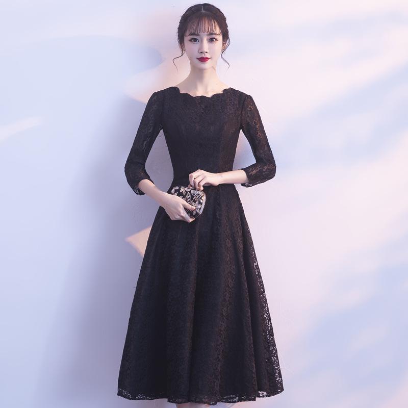 ドレス レディース 黒 紺 赤 Aライン オフショルダー 五分袖 ロング丈 結婚式 披露宴 パーティー 春夏 フォーマル エレガント 上品 小さいサイズ 低身長 40代 母親 ミセス ポリエステル きれいめ