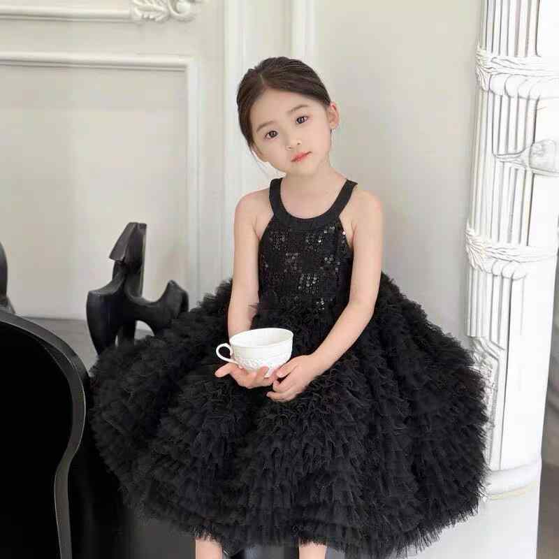 ワンピース 女の子 キッズ 子供 ドレス 発表会 結婚式 誕生日 フォーマル ティアードスカート プリンセスライン ノースリーブ バックレス 背中開き 大きなリボン フリル かわいい コットン 春夏 白 黒