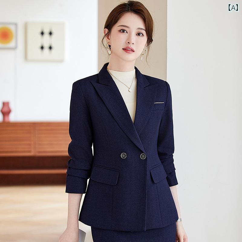 セットアップ レディース パンツスーツ スカート ビジネス 事務服 リクルート テーラードジャケット フォーマル 秋冬 無地 通勤 就活 冠婚葬祭 ウォッシャブル ポリエステル ネイビー ブラック