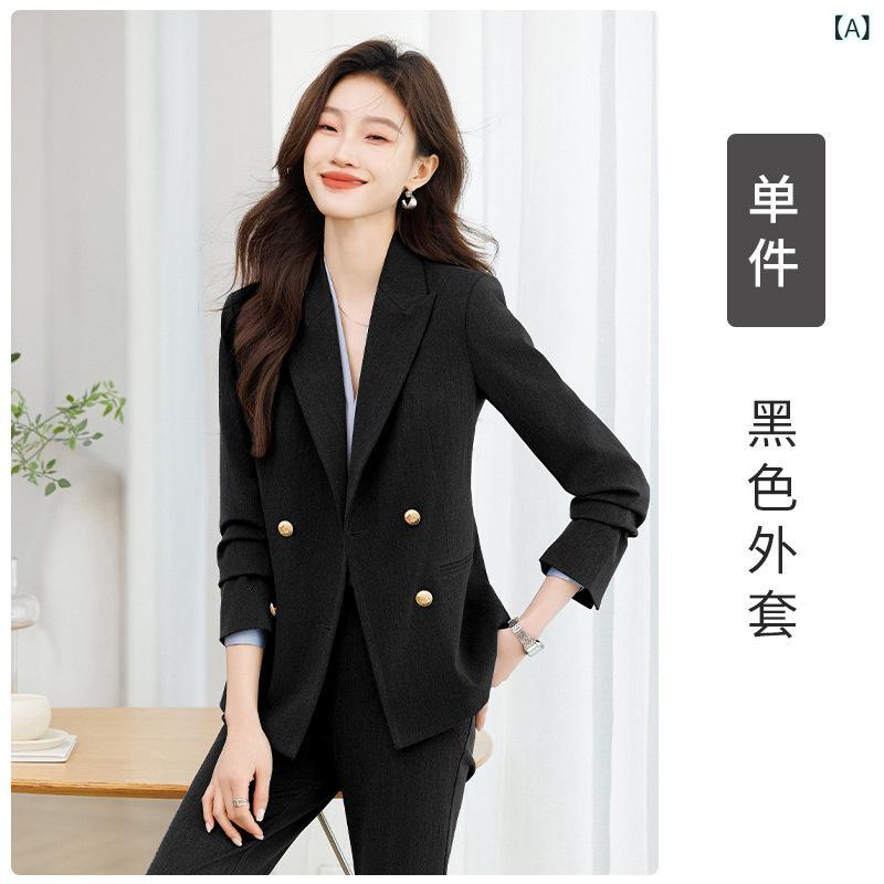 スーツ レディース セットアップ テーラードジャケット パンツスーツ ロングパンツ グレー ブラック 春秋 通勤 オフィス 事務服 ビジネス 冠婚葬祭 エレガント 上品 ボタン 伸縮性 ストレッチ ポリエステル