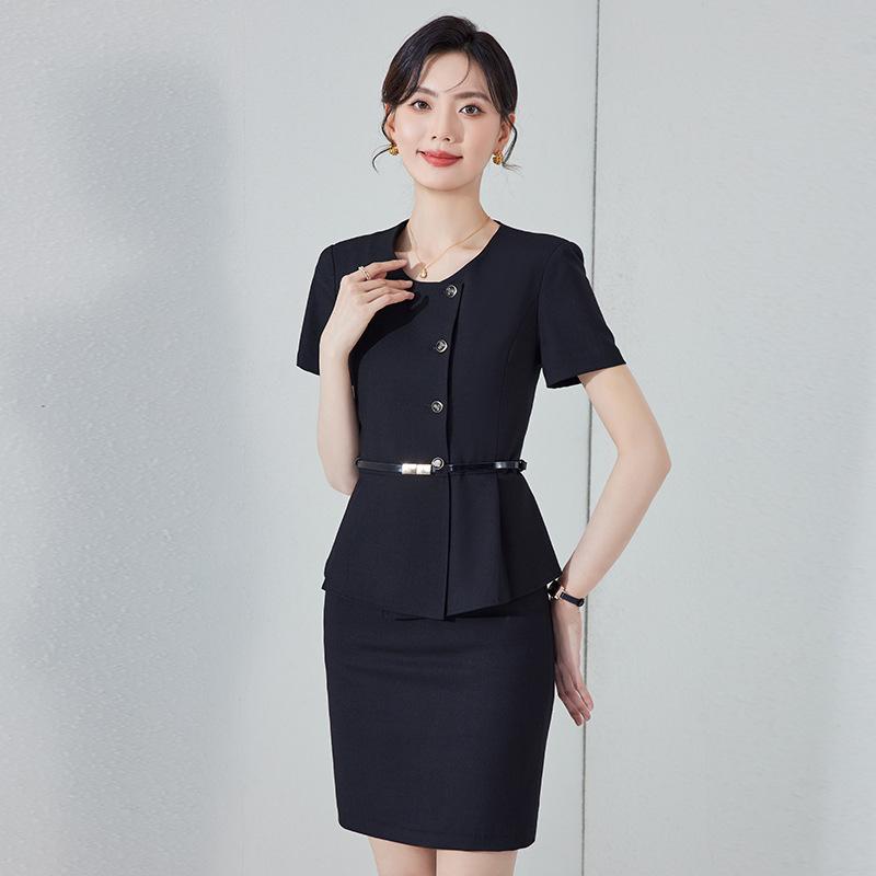 スーツ レディース セットアップ テーラードジャケット パンツ スカート 事務服 通勤 就活 面接 スリム 細見え 着痩せ ウエストマーク ブラック ネイビー グレー 春夏 エレガント ポリエステル 上品