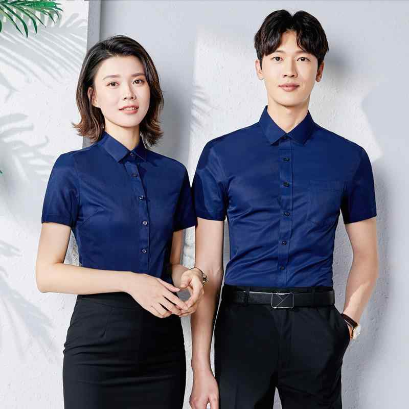シャツ メンズ レディース 30代 春夏 半袖 事務服 ブラウス ボタン 無地 ビジネス 面接 リクルート オフィスカジュアル スリム 細身 高見え ホワイト ライトブルー グレー コットン 綿
