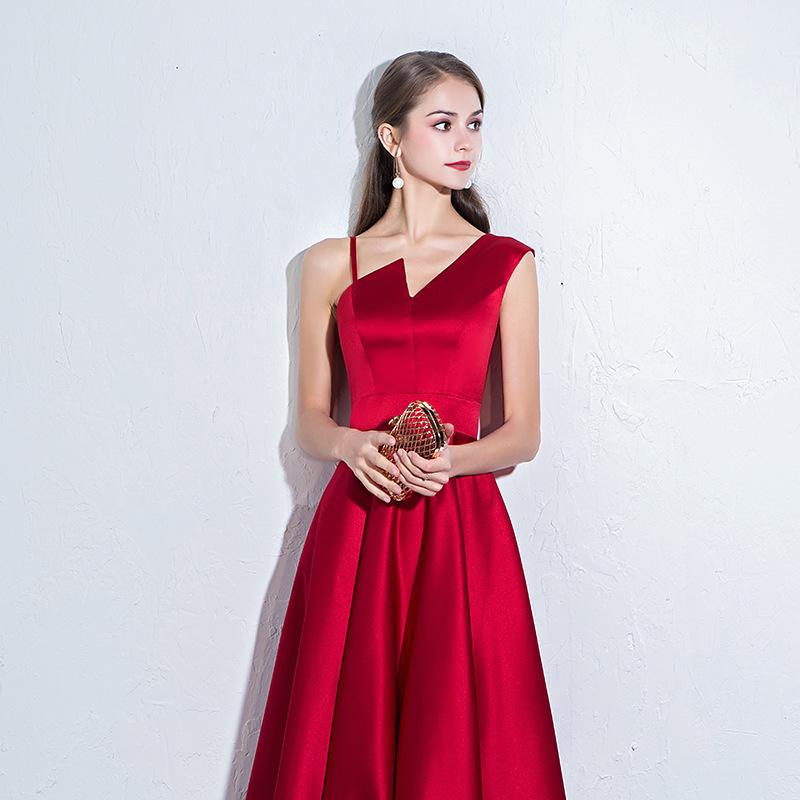 パーティードレス レディース ロング丈 Aラインワンピース ワンショルダー ノースリーブ 修身 パーティー 演奏会 結婚式 披露宴 発表会 聚?繊維 赤 黒 白