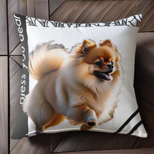 ポメラニアン クッションカバー 45×45cm アニマル柄 おしゃれ 可愛い クッション本体付き 正方形 犬ファン