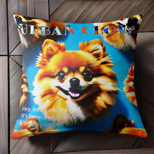 Tシャツ ポメラニアン クッションカバー 45×45cm アニマル柄 おしゃれ 可愛い クッション本体付き 正方形 犬ファン