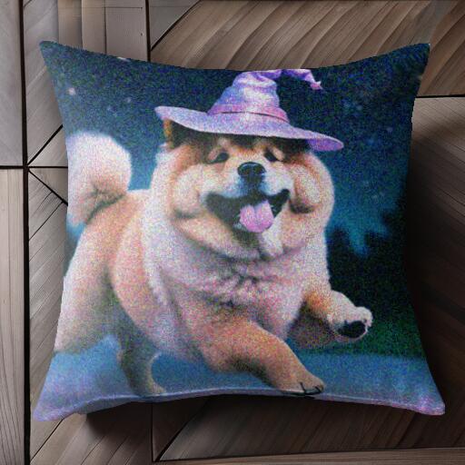 ハロウィン チャウチャウ 帽子 星 クッションカバー 45×45cm アニマル柄 おしゃれ 可愛い クッション本体付き 正方形 犬ファン