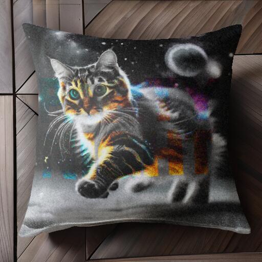 宇宙 星 猫 クッションカバー 45×45cm アニマル柄 おしゃれ 可愛い クッション本体付き 正方形