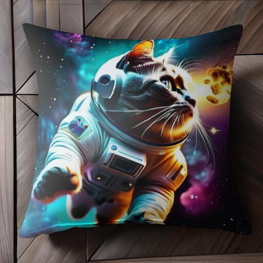 宇宙 宇宙飛行士 星雲 スペーススーツ クッションカバー 45×45cm アニマル柄 おしゃれ 可愛い クッション本体付き 正方形