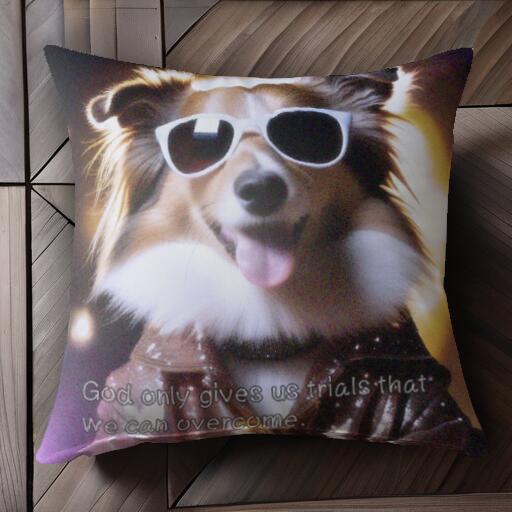 サングラス シェットランドシープドッグ ジャケット クッションカバー 45×45cm アニマル柄 おしゃれ 可愛い クッション本体付き 正方形