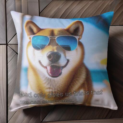 サングラス 柴犬 ビーチ クッションカバー 45×45cm アニマル柄 おしゃれ 可愛い クッション本体付き 正方形