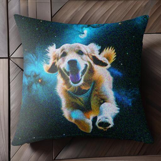 宇宙 ゴールデンレトリバー 星雲 クッションカバー 45×45cm アニマル柄 おしゃれ 可愛い クッション本体付き 正方形