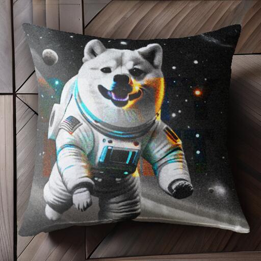宇宙 柴犬 宇宙飛行士 星 クッションカバー 45×45cm アニマル柄 おしゃれ 可愛い クッション本体付き 正方形