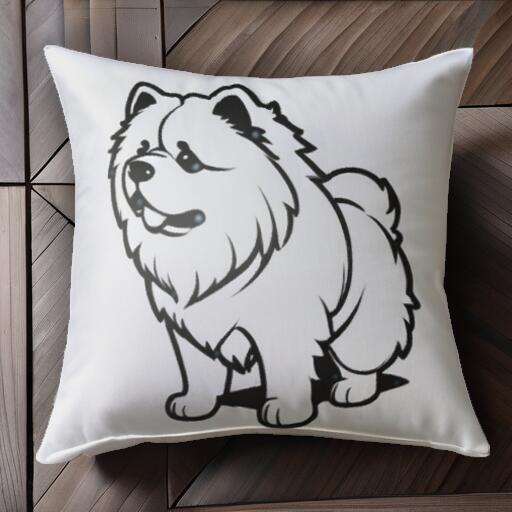 かわいい チャウチャウ イラスト グラフィック クッションカバー 45×45cm アニマル柄 おしゃれ 可愛い クッション本体付き 正方形