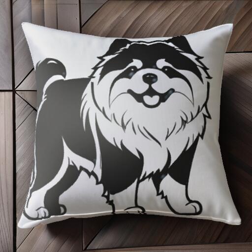 ふわふわ チャウチャウ かわいい イラスト モノクロ クッションカバー 45×45cm アニマル柄 おしゃれ 可愛い クッション本体付き 正方形