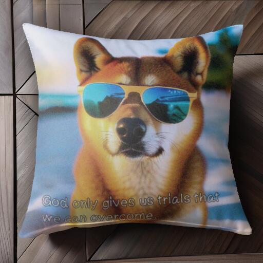 サングラス 柴犬 ビーチ クッションカバー 45×45cm アニマル柄 おしゃれ 可愛い クッション本体付き 正方形