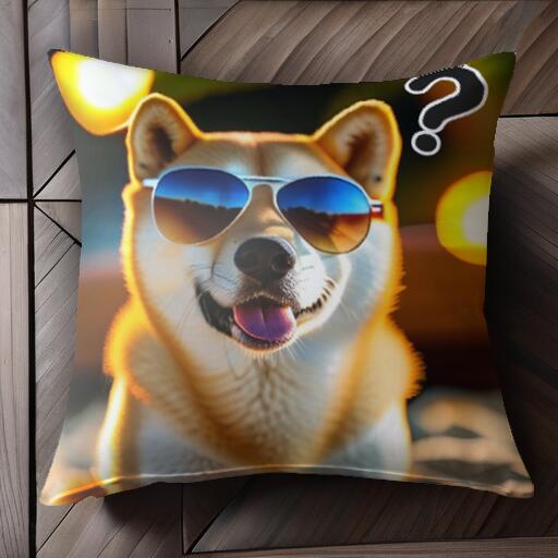 サングラス 柴犬 クッションカバー 45×45cm アニマル柄 おしゃれ 可愛い クッション本体付き 正方形