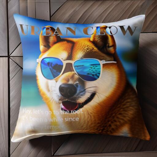 サングラス 柴犬 ビーチ クッションカバー 45×45cm アニマル柄 おしゃれ 可愛い クッション本体付き 正方形