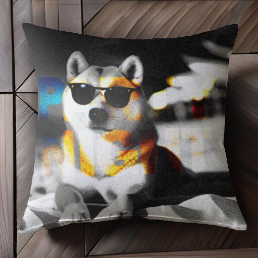 サングラス 柴犬 クッションカバー 45×45cm アニマル柄 おしゃれ 可愛い クッション本体付き 正方形