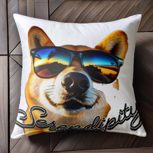 サングラス 柴犬 夕焼け クッションカバー 45×45cm アニマル柄 おしゃれ 可愛い クッション本体付き 正方形