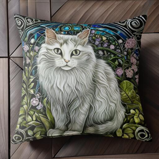 花 植物 ステンドグラス クッションカバー 45×45cm アニマル柄 おしゃれ 可愛い クッション本体付き 正方形
