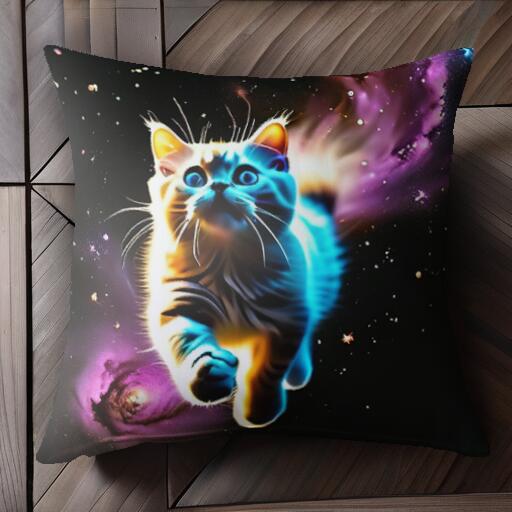 宇宙 星雲 宇宙猫 クッションカバー 45×45cm アニマル柄 おしゃれ 可愛い クッション本体付き 正方形