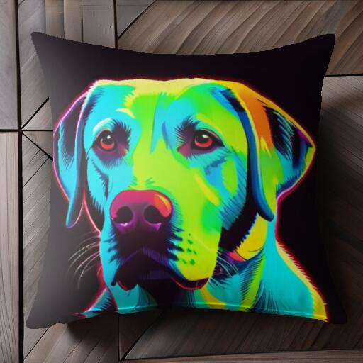 ポップアート ラブラドールレトリバー アート カラフル 犬 クッションカバー 45×45cm アニマル柄 おしゃれ 可愛い クッション本体付き 正方形