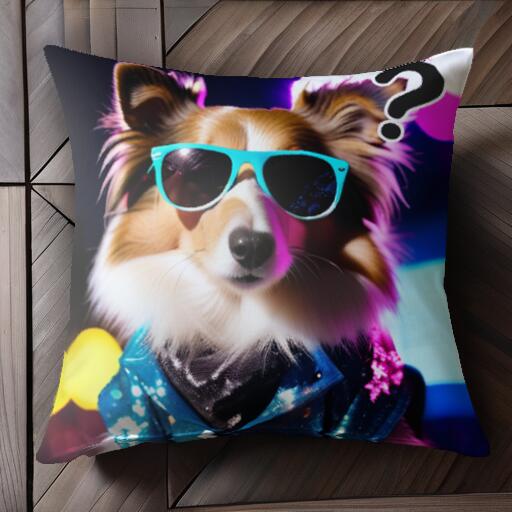 サングラス シェットランドシープドッグ ジャケット クッションカバー 45×45cm アニマル柄 おしゃれ 可愛い クッション本体付き 正方形