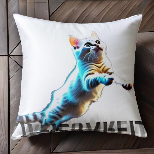 猫 クッションカバー 45×45cm アニマル柄 おしゃれ 可愛い クッション本体付き 正方形