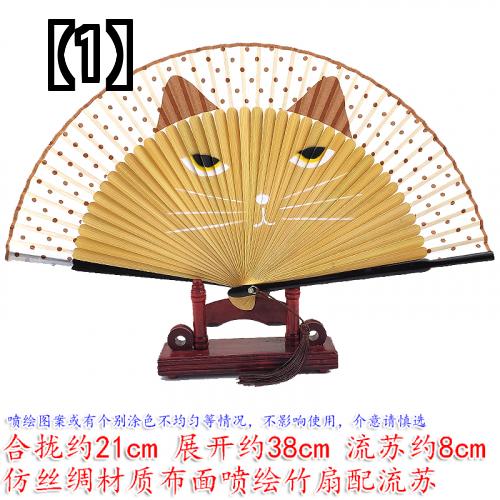 楽天市場 中国 扇子 イラスト 和風 竹扇子 折りたたみ 猫 古代風 女性 扇形 フロントップ楽天市場店