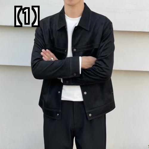 ジャケット メンズ 秋 スエード アウター おしゃれ シンプル カジュアル ハンサム 無地 オールマッチ レザー ラペル スリム 快適 外出 休日 イベント Hubexperts Ch