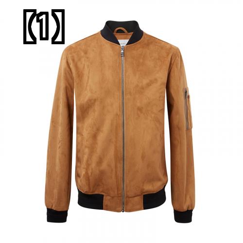 ジャケット メンズ 秋 スエード アウター おしゃれ シンプル カジュアル ハンサム ブラウン 軽量 ジッパー ゆったり 快適 外出 休日 イベント Sinstitut Fr