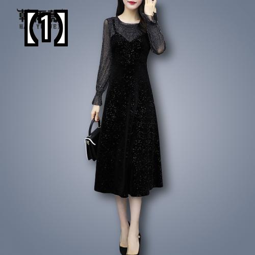 ベルベット ワンピース ドレス レディース ゴールド ブラック シースルー レース 秋 エレガント ロング丈 フレアスカート 大きいサイズ Mybluehotel Com Br