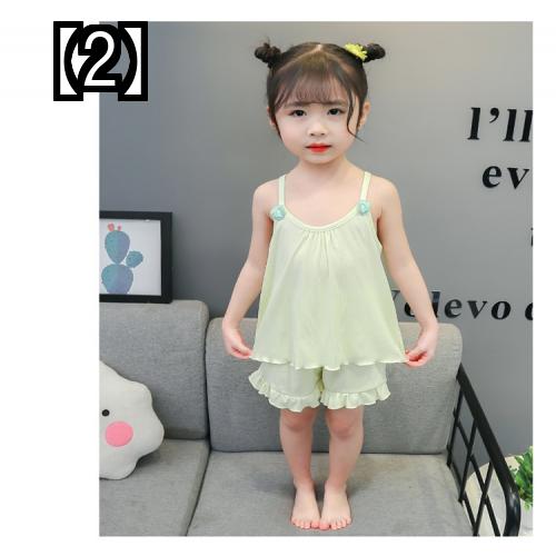 パジャマ子供用かわいい女の子キャミソールフリルツーピース薄手部屋着幼児夏