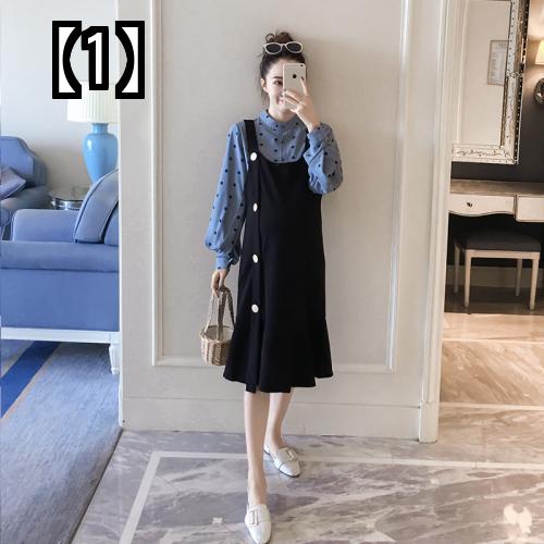 マタニティ ブラウス 冬 ワンピース ツーピース ママ用品 秋 かわいい おしゃれ 水玉 妊婦 日本未発売