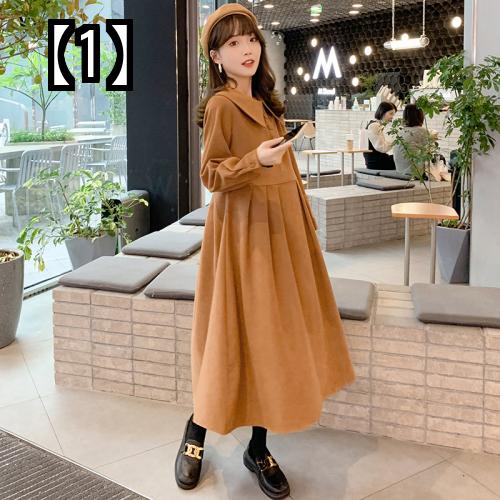 マタニティ ワンピース 秋冬 大きいサイズ ロング コーデュロイ ゆったり 襟付き おしゃれ かわいい 茶色 黒 うのにもお得な情報満載