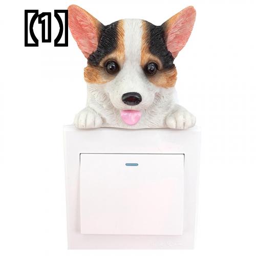 3d スイッチステッカー ウォールステッカー 立体 壁シール コンセント 動物 犬 かわいい 装飾 コーギー 開店記念セール