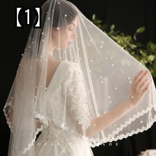 結婚式ベール パール 花 ミドル 結婚式 ヘアアクセサリー ヘッドドレス レース シースルー ピアス タッセル おしゃれ 白 ゴールド 中古