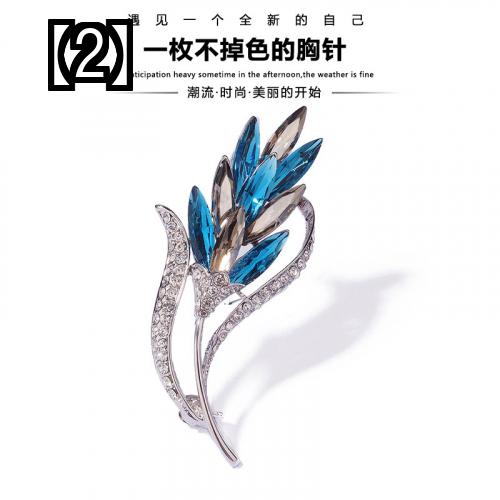 ブローチ フォーマル 小麦 リーフ 結婚式 上品 ピン シルバー おしゃれ 青