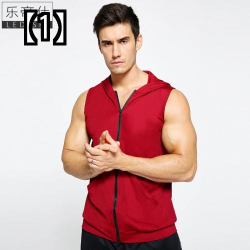 1579円 12月スーパーsale メンズ パーカー ノースリーブ 薄手 夏 タンクトップ トップス トレーニング スポーツ スリム ジップアップ 赤 グレー 黒