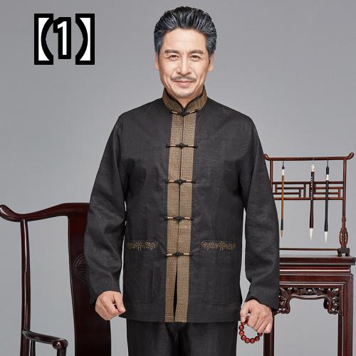 円 驚きの値段 チャイナ服 メンズ 半袖 夏 涼しい 快適 トップス 部屋着 民族衣装 シニア 長袖 刺繍 スタンドカラ 秋