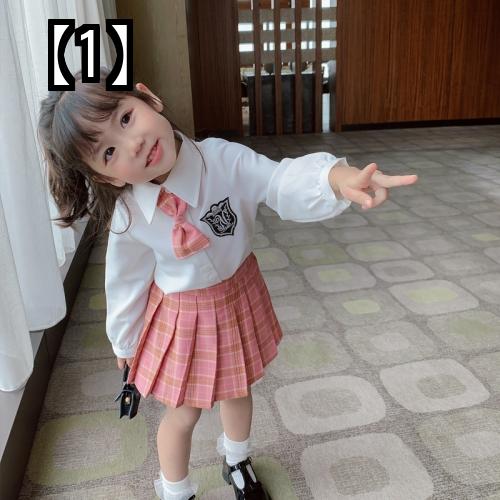 スーツ 子供 女の子 カジュアル 卒業式 入学式 春秋 シャツ プリーツスカート ツーピース チェック柄 ネクタイ