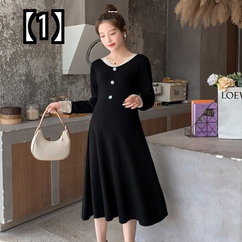 1623円 良好品 マタニティ ワンピース 秋冬 トップス 長袖 産後 おしゃれ カジュアル 部屋着 Tシャツ レディース 春秋赤 黒 無地 シンプル 丸襟