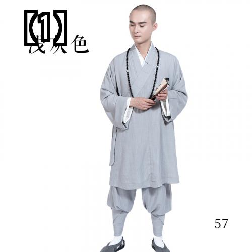 サテン 仏教 僧侶 服 スーツ 綿とリネン ローハン ガウン ショート ガウン 僧侶服 薄い夏のガウン 僧侶 僧侶 服