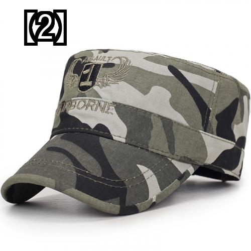 迷彩 帽子 カモフラ アウトドア ファッション フラット ハット メンズ アーミー キャップ カモフラージュ 競売
