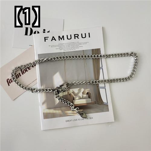 ベルト レディース おしゃれ カジュアル ウエストマーク スカート用 ワンピース用 きれいめ オフィス かわいい ウエストチェーン シンプル ドレス メタルピンバックル アイアンチェーン 90 Off