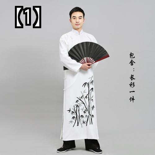 馬褂 ジャケット 中国風 メンズ 民族衣装 クロス トーク コート ロング シャツ ステージ コスチューム パフォーマンス コスチューム