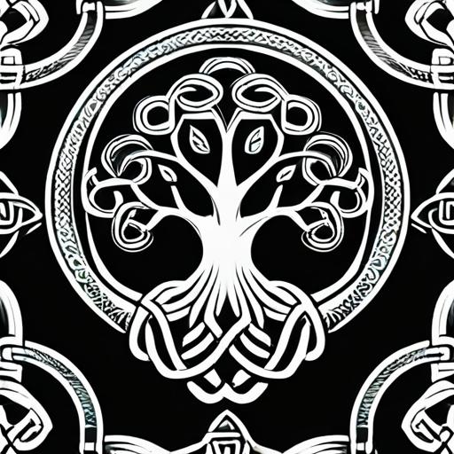 タロットクロス tarot 占い 神秘的 ケルティックノット 生命の樹 タペストリー おしゃれ 祭壇 撮影背景 正方形 グッズ アクセサリー 黒 白 模様 デザイン 図柄 アート 装飾 木 生命の木 紋様 装飾 シンボル アート｜フロントップ店